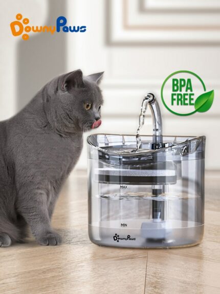 DownyPaws 2L Automatic Cat Water Fountain With Faucet Dog Water Dispenser Transparent Filter Drinker Pet Sensor Drinking Feeder 1