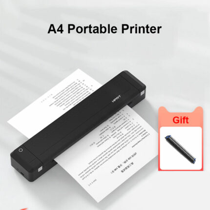 A4 Printer Direct Thermal Transfer Printer Mobile Printer Portable Photo Printer Bluetooth 300dpi wth 1Pcs Ribbon 1