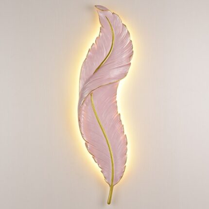 Modern Feather Wall Lamp Resin Home Decor Led Bedroom Bedside Living Dining Room Corridor Tv Background Sconces Lighting Fixture 2