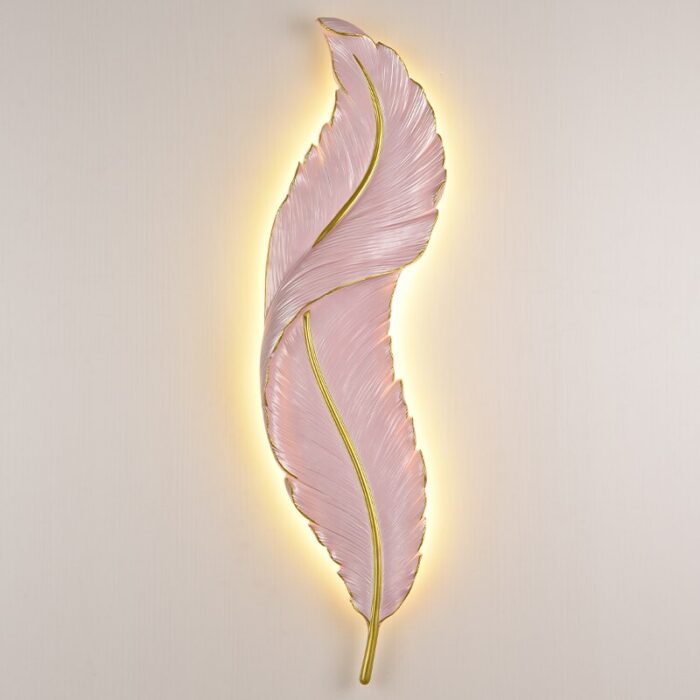 Modern Feather Wall Lamp Resin Home Decor Led Bedroom Bedside Living Dining Room Corridor Tv Background Sconces Lighting Fixture 2