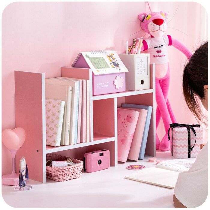 Simple Wooden Stationery Holder Desktop Storage Rack Student Bookshelf Office Sorting Desk Storage Shelf Cosmetics Sundry Rack 2