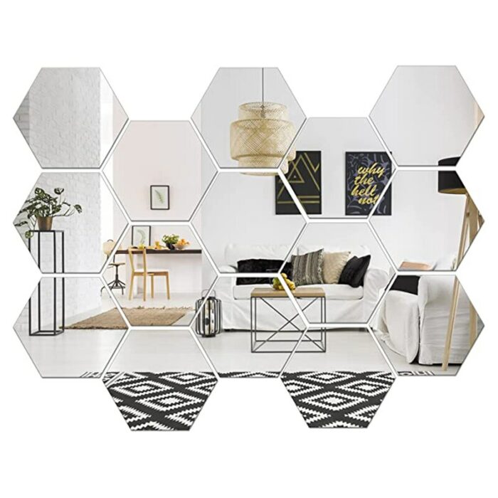 15 Pcs Washable Mirror Wall Sticker Home Office Decor Stereo Mirror Personalized Decoration Self-adhesive Acrylic Decals 3