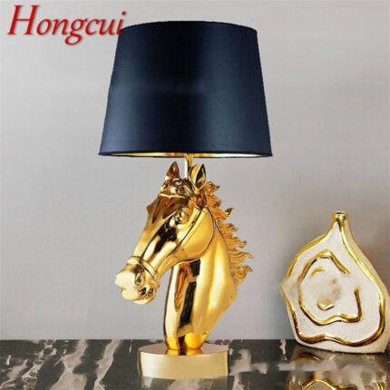 Hongcui Nordic Table Lamp LED Creative Vintage Resin Horse Head Shape Desk Lights for Home Living Room Bedroom Bedside Decor 1