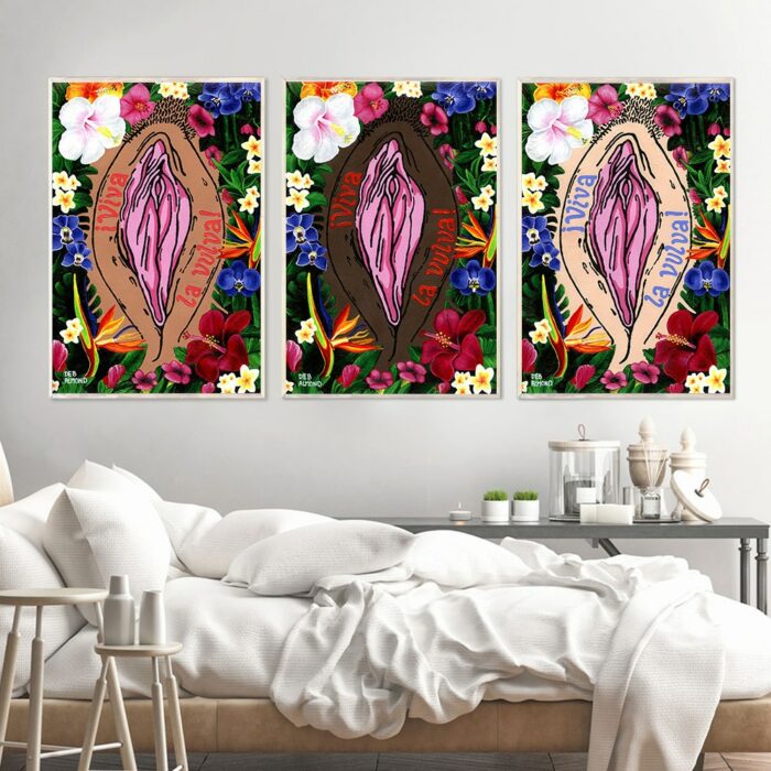 Boho Feminist Body Positive Art Print Poster Flowers Vulva Vagina Sign Canvas Pictures Doctor Office Room Wall Decor Painting 1