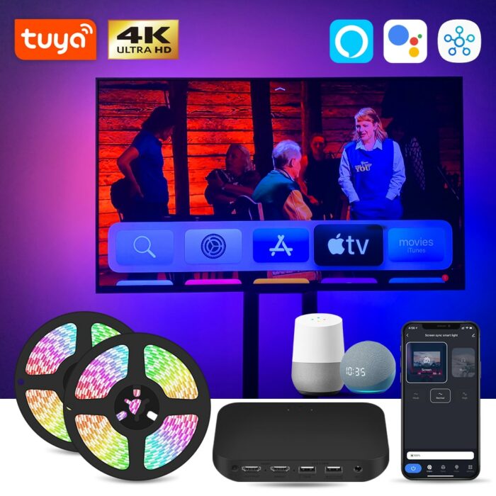 Immersion TV PC Backlight Work with TV Box HDMI Wifi Smart LED Strip Light and Music Sync Compatible with Alexa Google Assistant 1