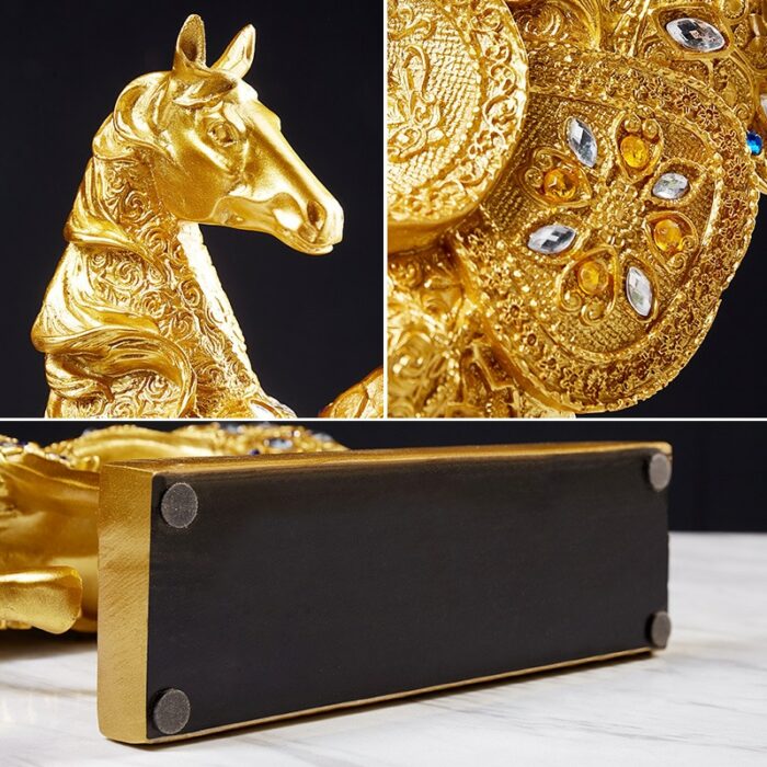 Golden War Horse Unicorn Statue Sculpture Modern Office Desk Nordic Home Decor Decoration Accessories Ornaments Furnishing 5