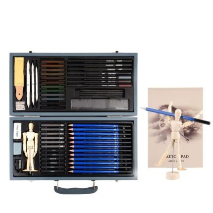 60Pcs/Set Professional Sketch Pencil Drawing Kit Charcoal Wooden Box for Painter Art Supplies 1