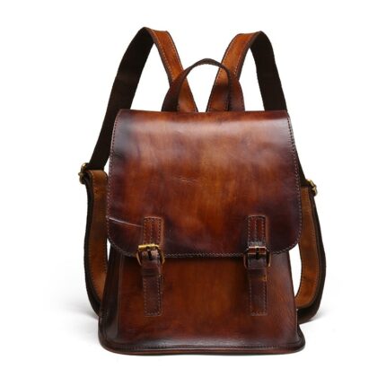 Women Real Cowhide Rucksack Retro Casual Daypack Famous Designer Genuine Leather Girls bag Female Travel Natural Skin Backpack 1