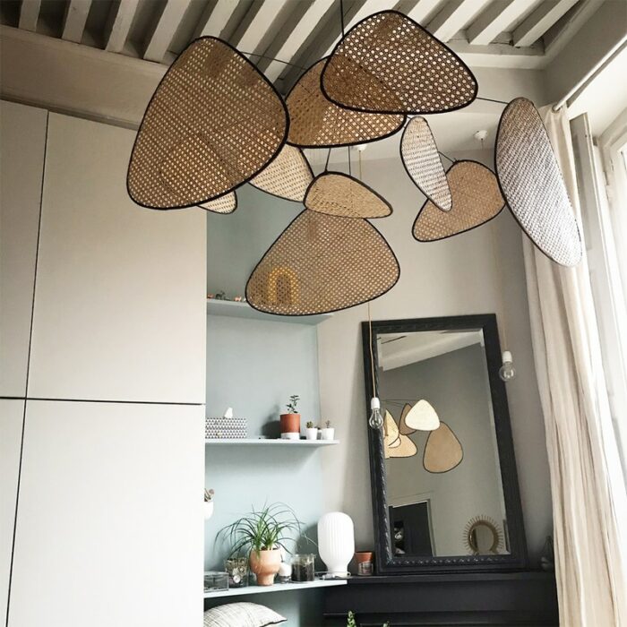 Modern Living Room Chandelier Dining Room Leaf Grid Rural Hand Made Rattan Art screen Lamp E27 Bedroom home Decor 110V 240V 5