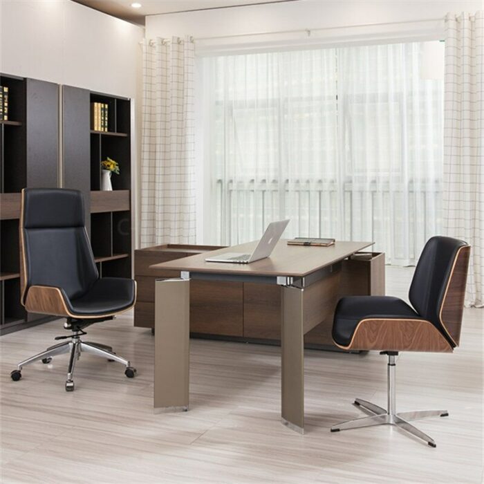 Modern Boss Chair Office Chair Reclning High-Back Bentwood Swivel Computer Chair Micro Fiber Leather Office Furniture Armchair 1