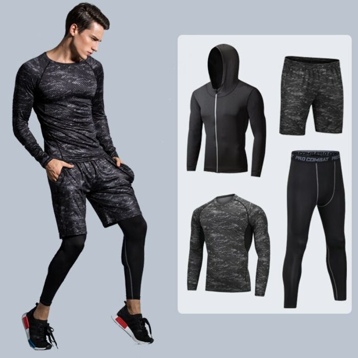 2019 Men's Sport Suits Quick Dry Basketball Sports Running Sets Compression Gym Fitness Sportswear Jogging Running Suits Clothes 2