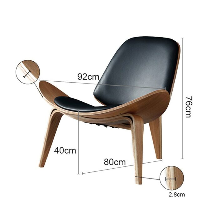 Shell Chair Ash Plywood Fabric Airplane Chair Furniture Modern Lounge Replica Hans Wegner Style Three-Legged For Living Room 6