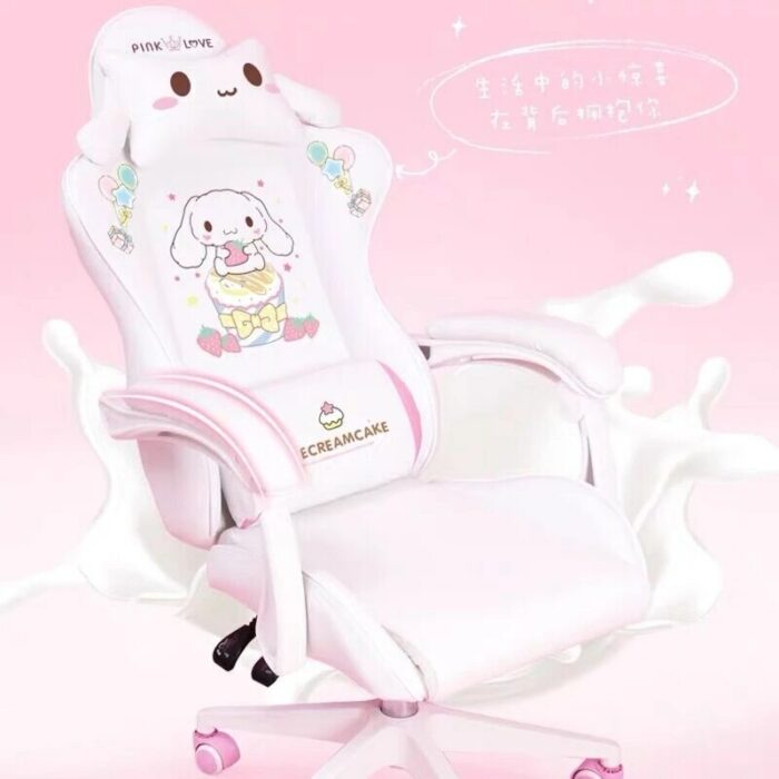 Girl Pink Cartoon Adjustable Home Computer Chair Comfortable Gaming Chair Live Game Swivel Chair Office Chair 4