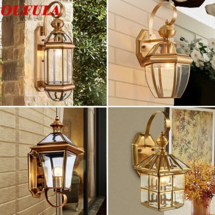 AOSONG Modern Wall Lamps Light Outdoor Waterproof Sconce Contemporary Brass Copper for Home Balcony Courtyard Corridor 1