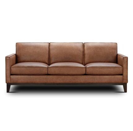 Grain Leather Sofa Living Room Furniture Three-Aeater, Brown Big Sofas 1