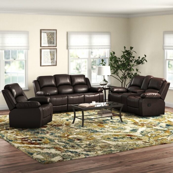 3 Piece Faux Leather Reclining Living Room Set 1