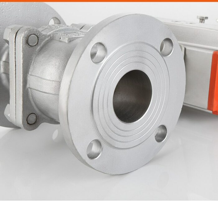 2" 304 Stainless Steel Pneumatic Flanged Ball Valve Double Acting Cylinder High Temperature Steam Flange Ball Valve 3