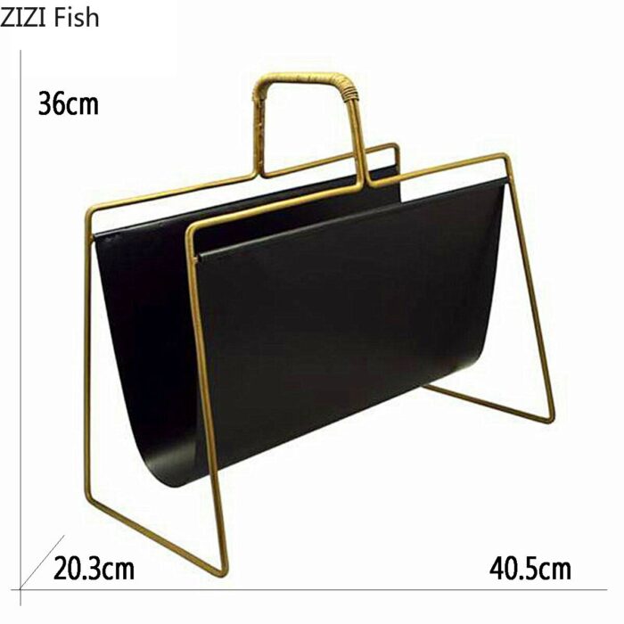 Nordic PU Leather Metal Gold Bookshelf Iron File Book Organizer Shelves Magazine Holder Book Rack Home Decoration Accessories 5