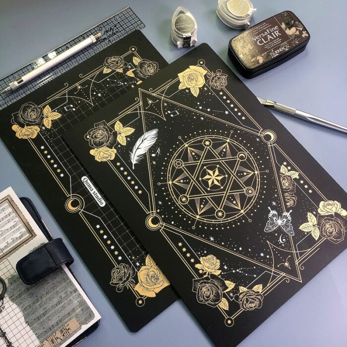 Magic Array Cutting Pad Rubber Stamp Hand Account Paper Carving A4 High-value Pvc Black Gold Collage Writing Pad Office Supplies 1