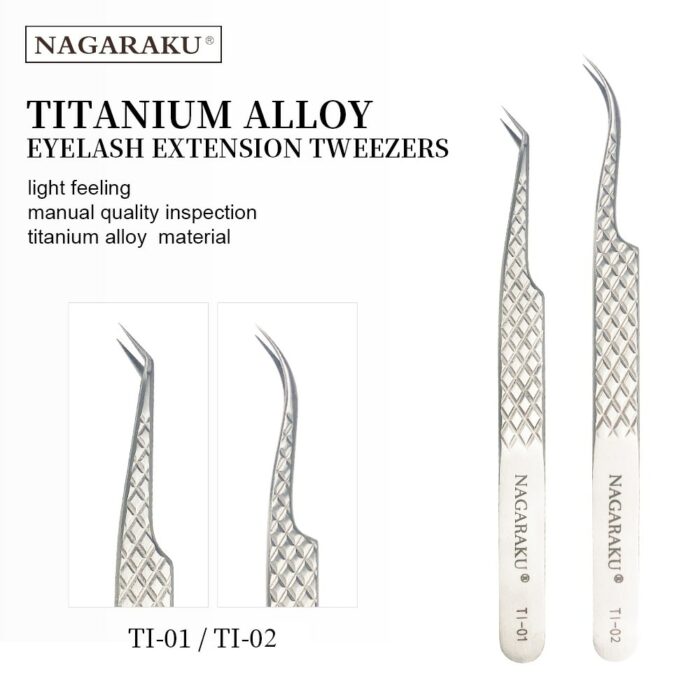 NAGARAKU Eyelash Extension Tweezers Makeup Titanium Alloy High Quality Perfect Elasticity Labor-saving Professional Tweezers 1