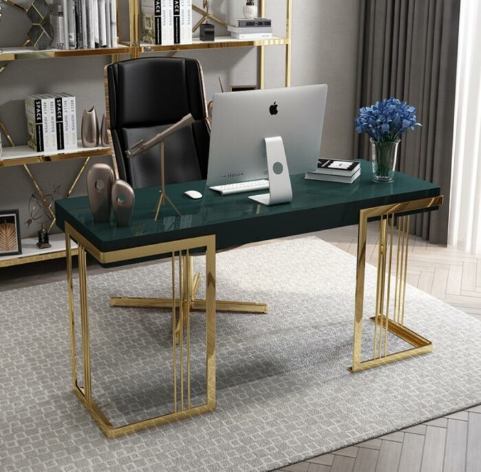 Modern light luxury desk Nordic stainless steel computer desk simple modern desk home study desk 5