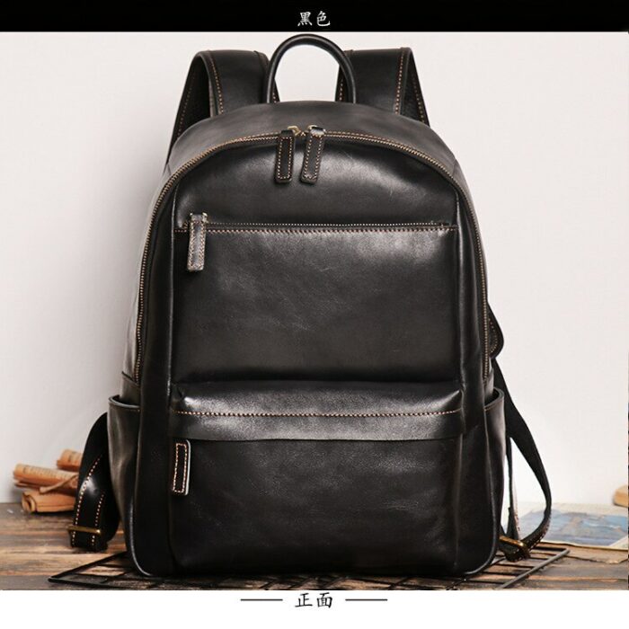 Leather Men's Backpack European and American Fashion Travel Bag Vintage Head First Layer Cowhide Leisure Backpack 6