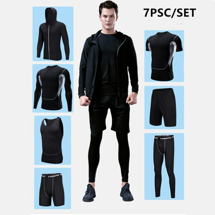 Running Training Clothes Men 7PCS/SETS Compression Running Sets Basketball Jogging Tights Underwear Set Gym Fitness Sports Suits 6