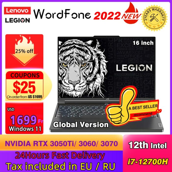 NEW Lenovo Legion Y9000X 2022 16" Gaming Laptop Intel i7-12700H GeForce RTX 3070 Gaming Laptop Screen 2.5K 165HZ RGB Win 11 Pro 1