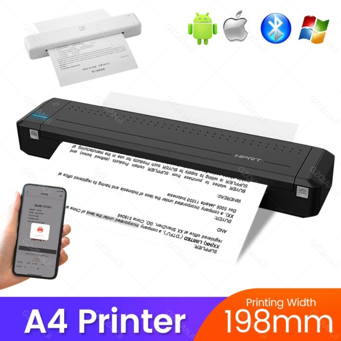 HPRT MT800 Black White Portable Mini A4 Paper Bluetooth Printer USB Connection Mobile Phone Computer for Office Meeting Using 1