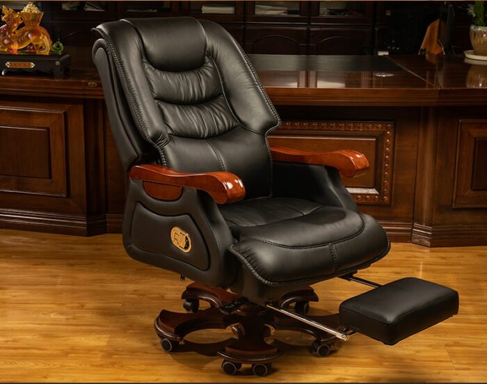 Leather boss chair business massage executive chair solid wood office chair reclining lift swivel chair home computer chair 2