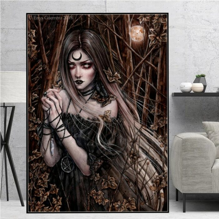 Chilean Painter Vampire Girl Witch Wall Art Home Decor Diamond Painting Mosaic DIY Full Drill Square Cross Stitch Kit Embroidery 2