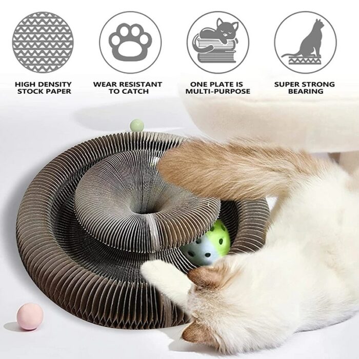 Magic Cat Scratch Organ Board Cat Toy with Ball Cat Grinding Claw Cat Climbing Frame Kitten Round Corrugated Cat Scratching Toy 2