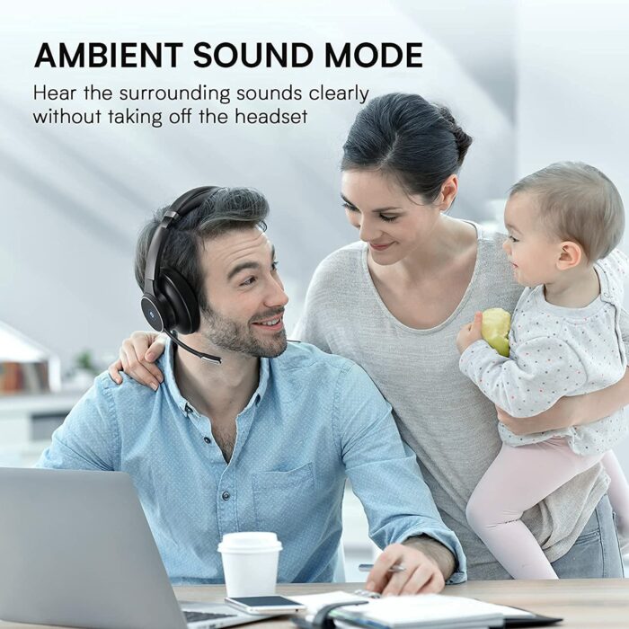 Bluetooth Headset ENC with Microphone EMEET PC Headphone Dual-Bluetooth/Dongle/USB Connection for PC/Mac/Cell Phone 3