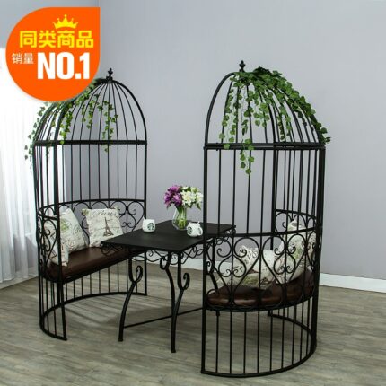 Customized Loft Retro Iron Art Birdcage Sofa Card Holder Coffee Shop Milk Tea Shop Seat Restaurant Bar Negotiation Table Chair 1