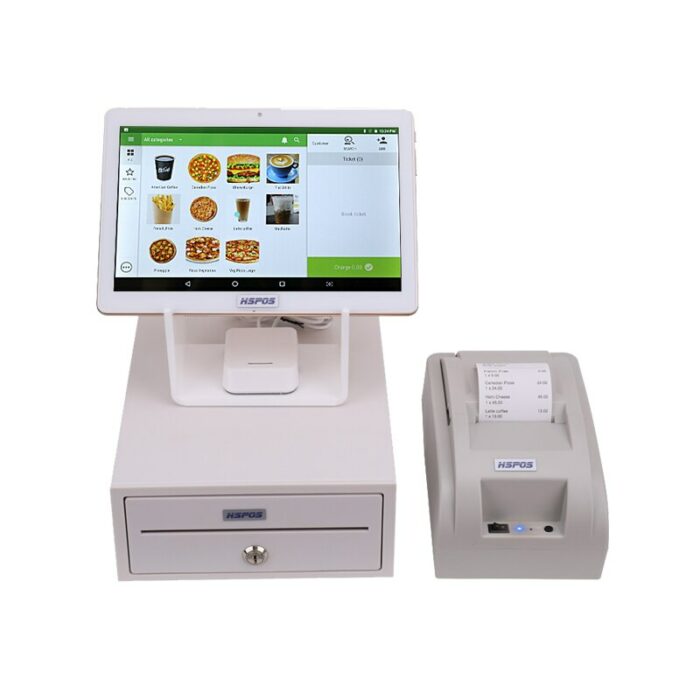 HSPOS 10 Inch Tablet PC Cash Register Android 9 POS System with Thermal Printer Cash Box and Free Software 5