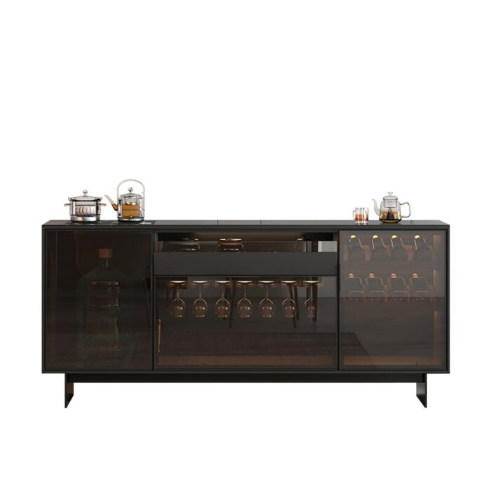 Rock sideboard office tea cabinet automatic water bucket glass wine cabinet with lamp living room locker 5