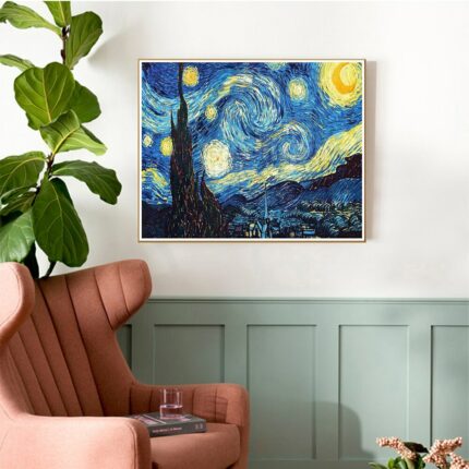 Diamond Painting Van Gogh Starry Night Landscape 40x50CM 5D DIY Mosaic Full Square Art Wall Sticker Embroidery Hobby Home Decor 2