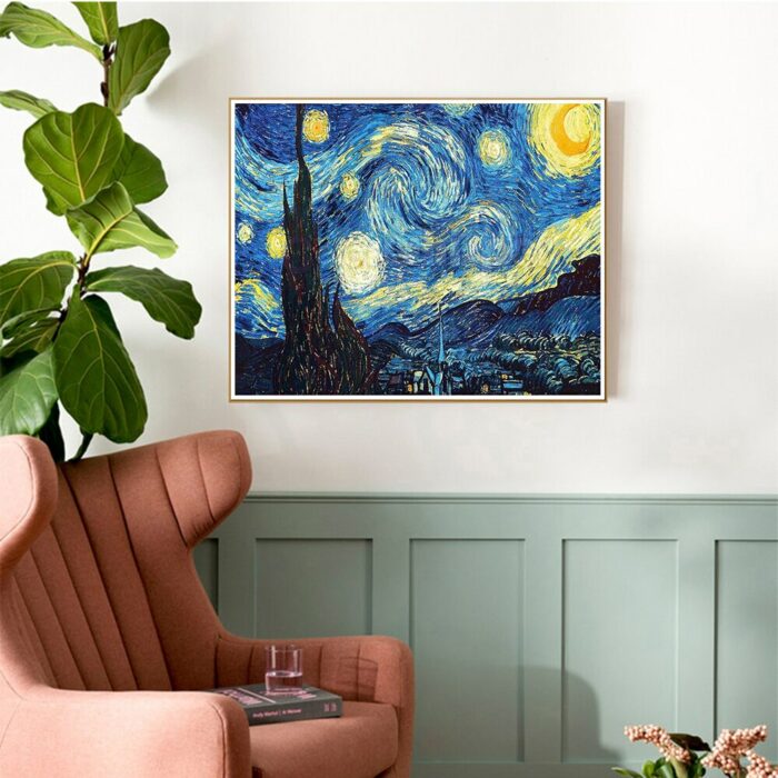 Diamond Painting Van Gogh Starry Night Landscape 40x50CM 5D DIY Mosaic Full Square Art Wall Sticker Embroidery Hobby Home Decor 2