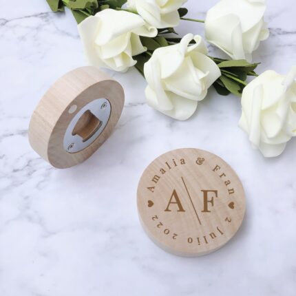 Personalized Wooden Magnetic Bottle Opener Wedding Favors and Gifts Custom Engraved Wood Fridge Magnet Wedding Souvenir 63*15mm 1