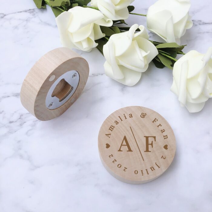 Personalized Wooden Magnetic Bottle Opener Wedding Favors and Gifts Custom Engraved Wood Fridge Magnet Wedding Souvenir 63*15mm 1