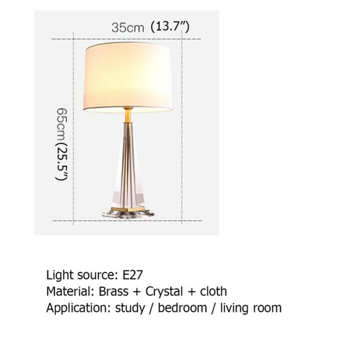 AOSONG Table Lamp Brass Modern Simple Crystal LED Fabric Desk Light Decoration for Home Bedroom 5