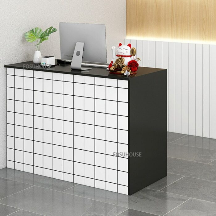 Nordic Office Furniture Reception Desk for Wood-based Panel Clothing Store Small Reception Desk European-style Commercial Desk 3