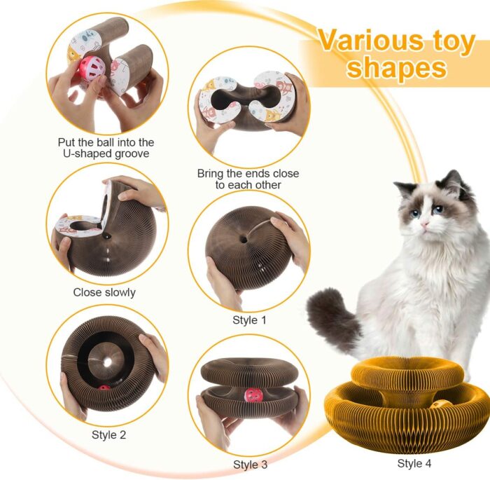 Pet Cat Toy Scratch Board Magic Organ With Catnip Bell Ball Round Accessories Gatos Scratching Grinding Claw Chase Interactive 3