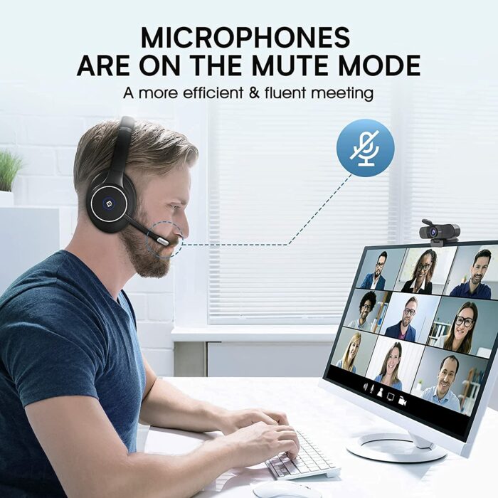 Bluetooth Headset ENC with Microphone EMEET PC Headphone Dual-Bluetooth/Dongle/USB Connection for PC/Mac/Cell Phone 6