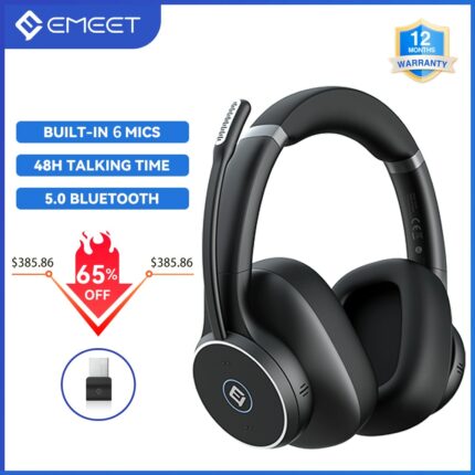 Bluetooth Headset with Microphone Professional ANC Noise Cancelling EMEET Headphones with 6 VOICEIA Tech Mics for Computer 1