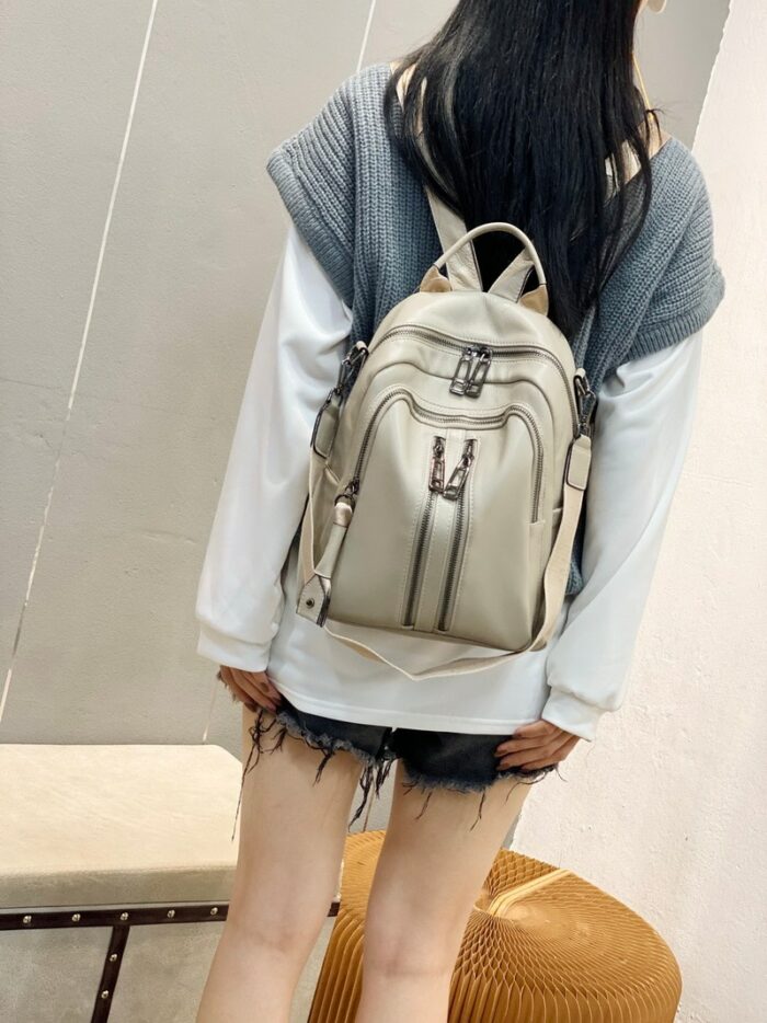 ZENCY NEW HOT 100% Genuine Leather Calfskin Women Backpacks Top Layer Cowhide Large Capacity School Book Backpack Shoulder Bags 3