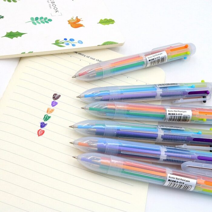 50 Pcs Creative Beauty Transparent 6 Color Ballpoint Pen Graffiti Pen Children Students Ball Point Pen Wholesale Factory 6