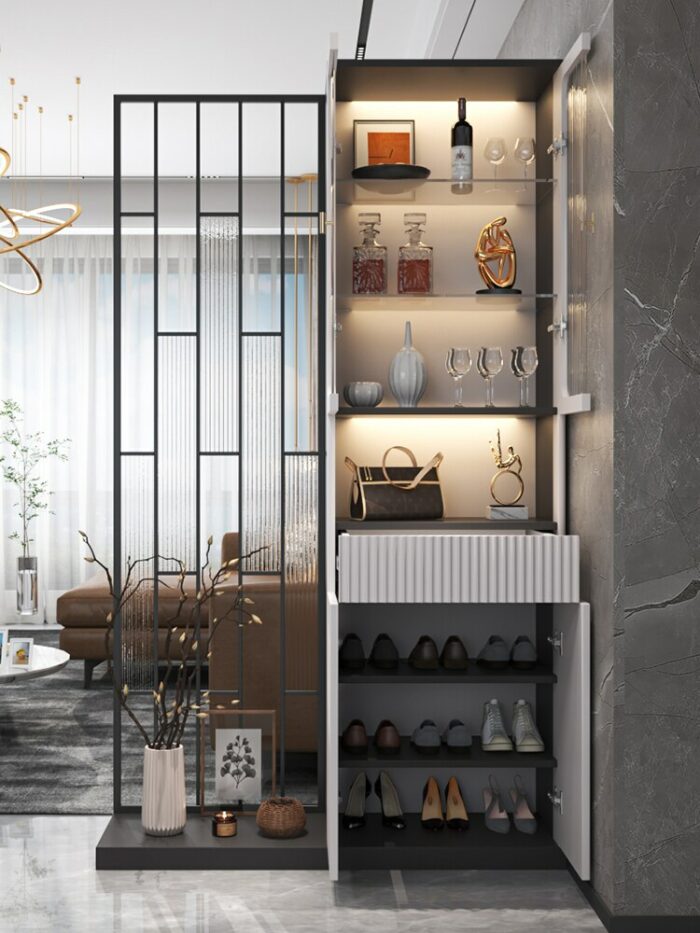 New Light Luxury Lobby Living Room Screen Partition Wine Cabinet Modern Simple Entrance Porch Shoe Cabinet Integrated Cabinet 3