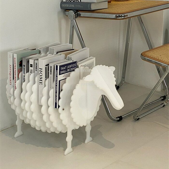 Nordic furniture Magazine Rack Creative Plastic Art Sheep Bookshelf Window Floor Decoration Animal Acrylic Designer Bookshelf 2