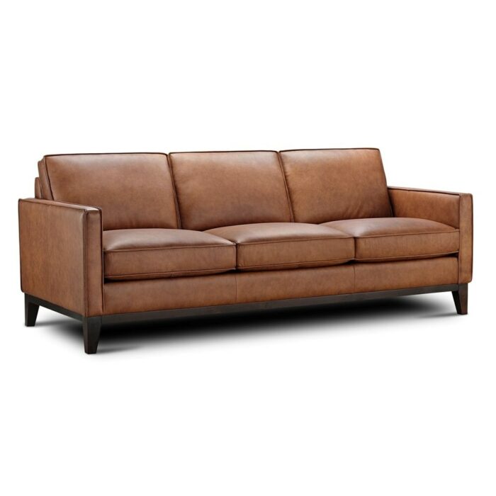 Grain Leather Sofa Living Room Furniture Three-Aeater, Brown Big Sofas 6